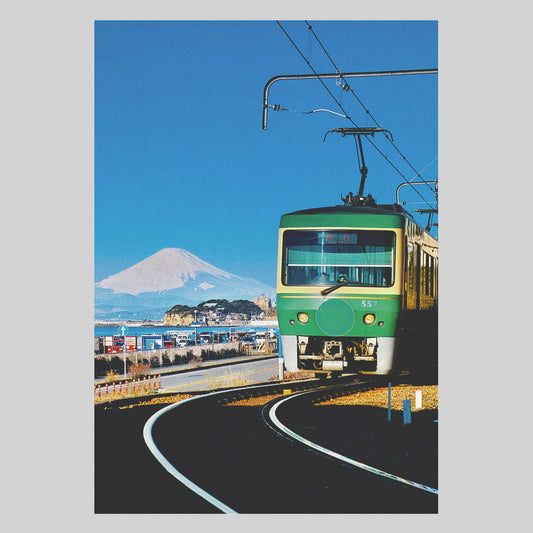 江ノ電と富士山　通信面　うつろいポストカード「しきさい」　株式会社エヌ・ビー・シー社製　NBC