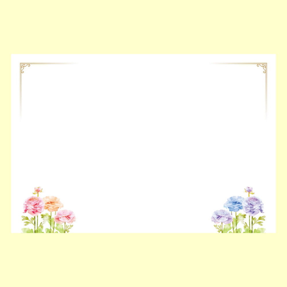 バラエティポストカード「きらり」 「春告げ花~ラナンキュラス」通信面 マキシマムカード 花 イラスト 赤 青 ポストクロッシング
