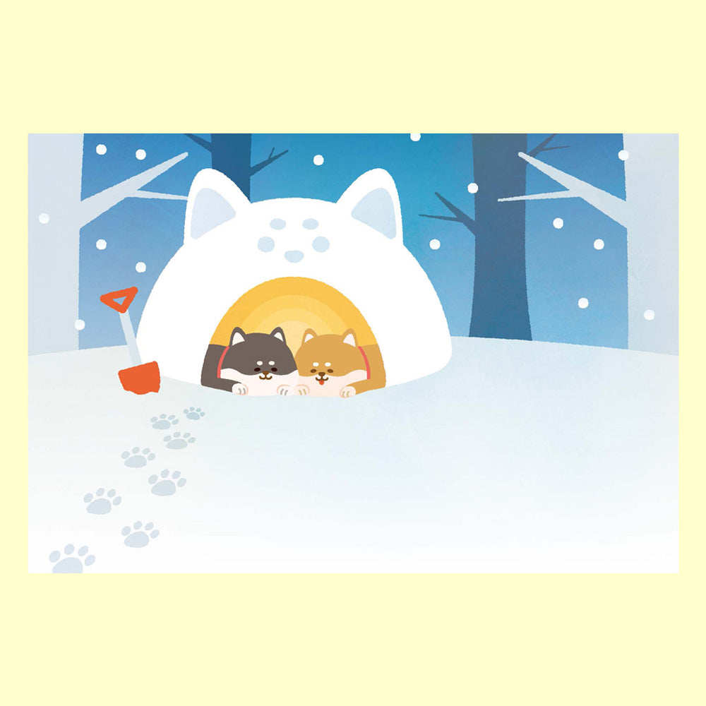 バラエティポストカード「きらり」 「かまくら」通信面 マキシマムカード ポストクロッシング 雪 冬 犬 雪原 スコップ イラスト