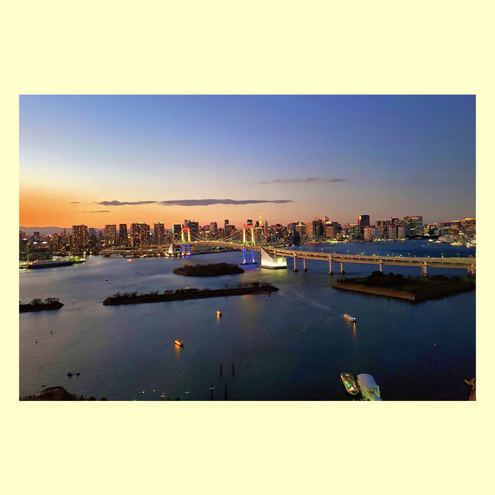 バラエティポストカード「きらり」 「夕景」通信面 関東 東京 レインボーブリッジ 夜景 東京湾 東京タワー