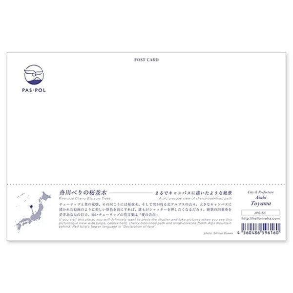 舟川べりの桜並木 宛名面 うつろいポストカード「しきさい」 いろは出版製