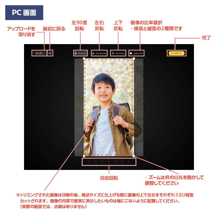 大きなポストカード トリミング説明
