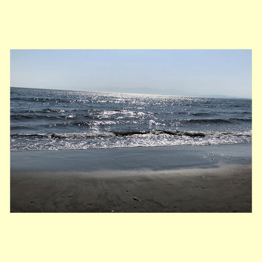 バラエティポストカード「きらり」　「光るさざ波」通信面　マキシマムカード  ポストクロッシング  海岸  夏  晴れ  砂浜  海