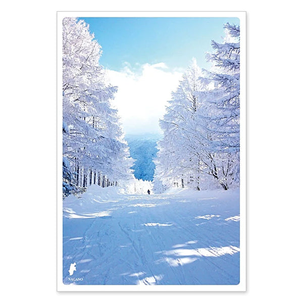 峰の原高原　通信面　うつろいポストカード「しきさい」　いろは出版製　中部  長野  信州シルクロード  天空のヴィレッジ  雪  北アルプス